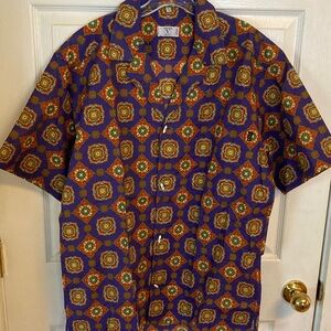 Valentino Men's Purple and Orange Beachwear Shirt